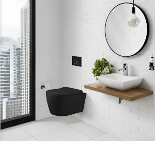 Подвесной унитаз Cerutti SPASELLA Aria MBF CT10016 безободковый чёрный матовый